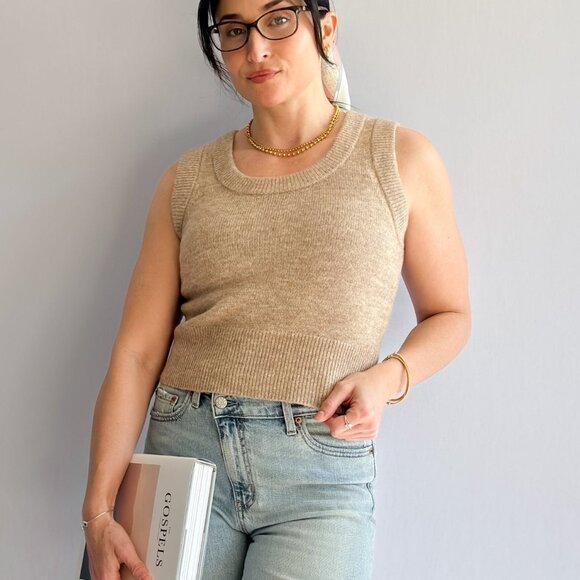 Sage The Label Jewelry - Chic Neutral Knit Sweater Vest Effortless Layering Piece